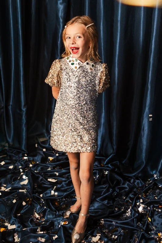 Mini Bedazzle Dress in Metallic Sequin