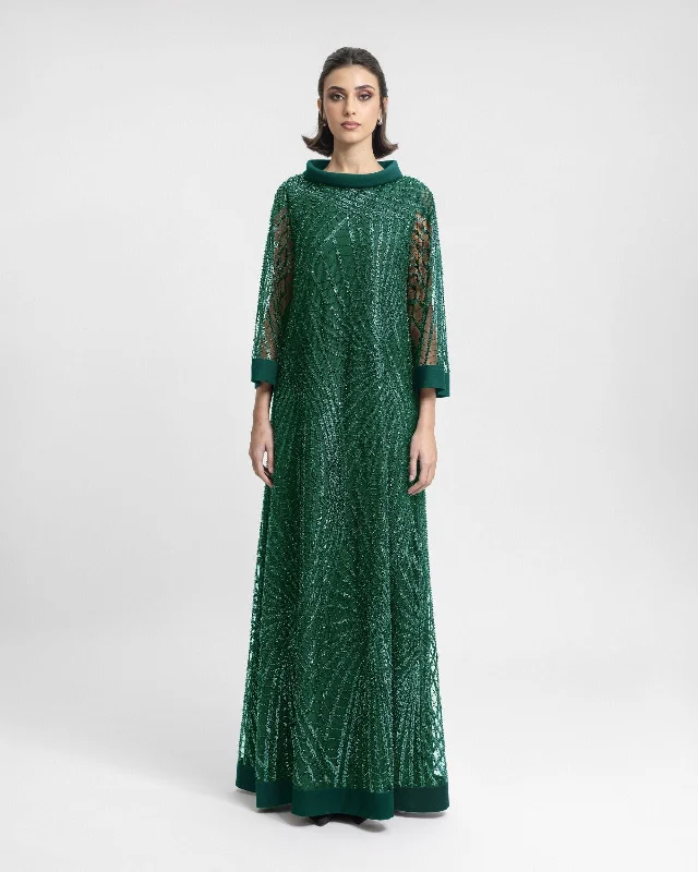 Long Beaded Green kaftan