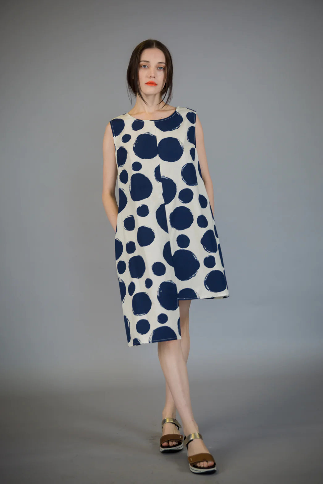 Paolo Tricot Sale, SU8224 Long Polka Dot Tank Dress 50% Off Regular Price