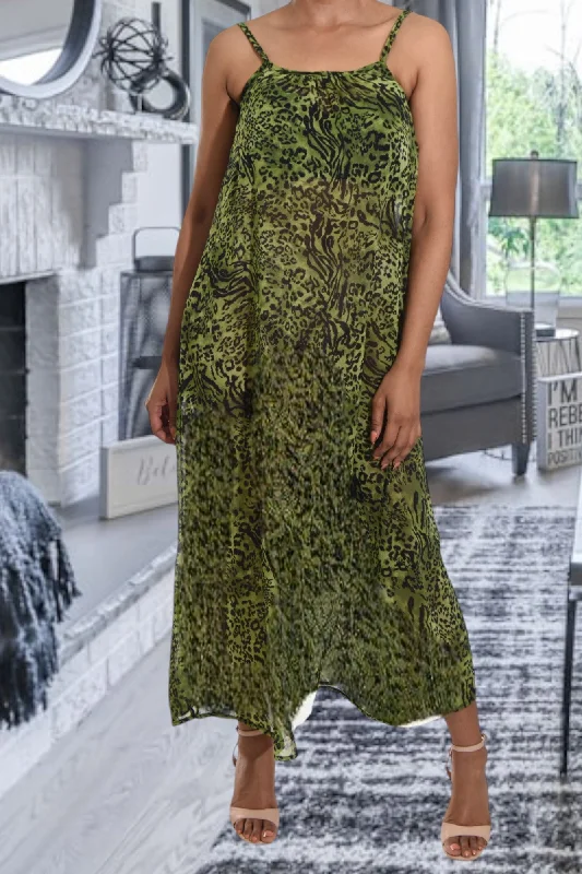 Ladies Olive Maxi Dress