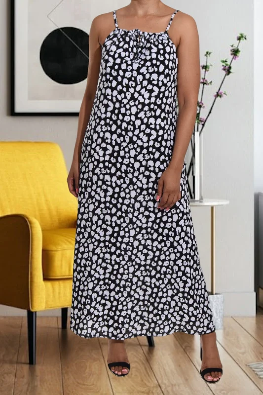 Black And White Strappy Maxi Dress