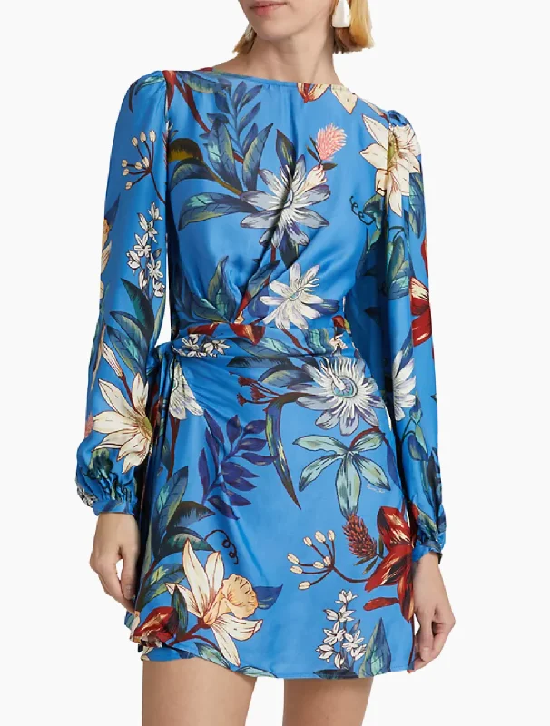 Surreal Flowers Blue Wrap Mini Dress