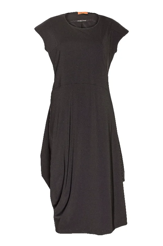 Cap Sleeve Long Dress - Black Jersey 3246