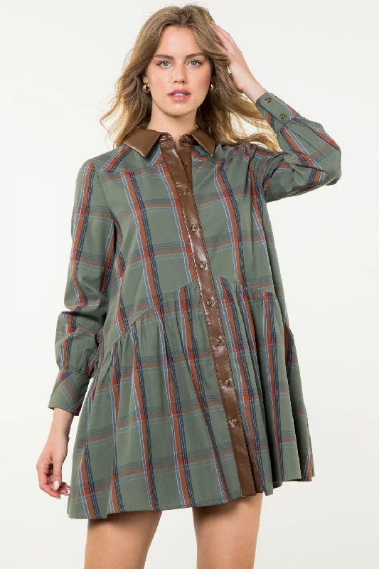 Plaid Button Up Dress