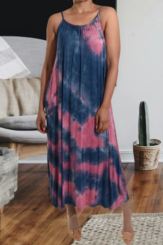 Blue And Pink Maxi Dress