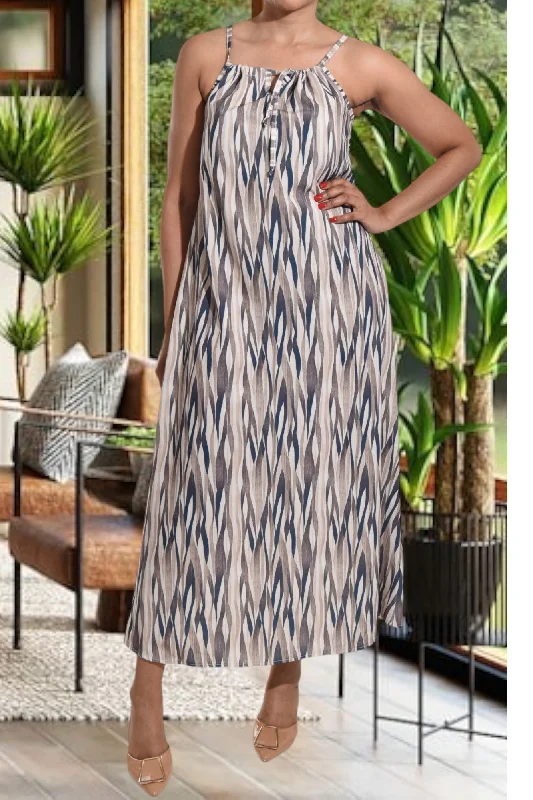 Brown And Black Strappy Maxi Tie Dress