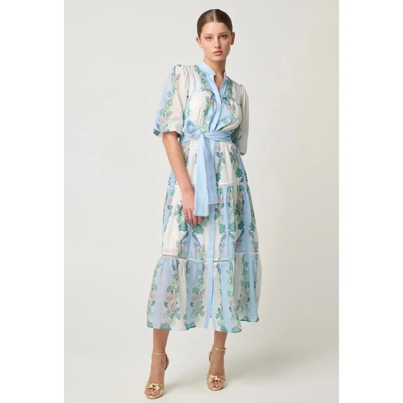 Kaylani Cotton Silk Tiered Maxi Dress | Paradi Fle Print