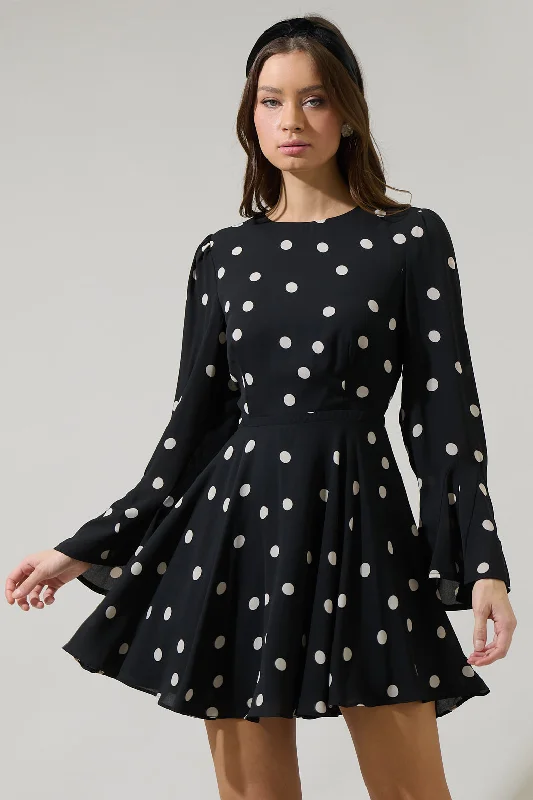 Kaline Polka Dot Yara Flare Mini Dress