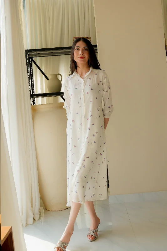 Ritz Long Printed Dress white