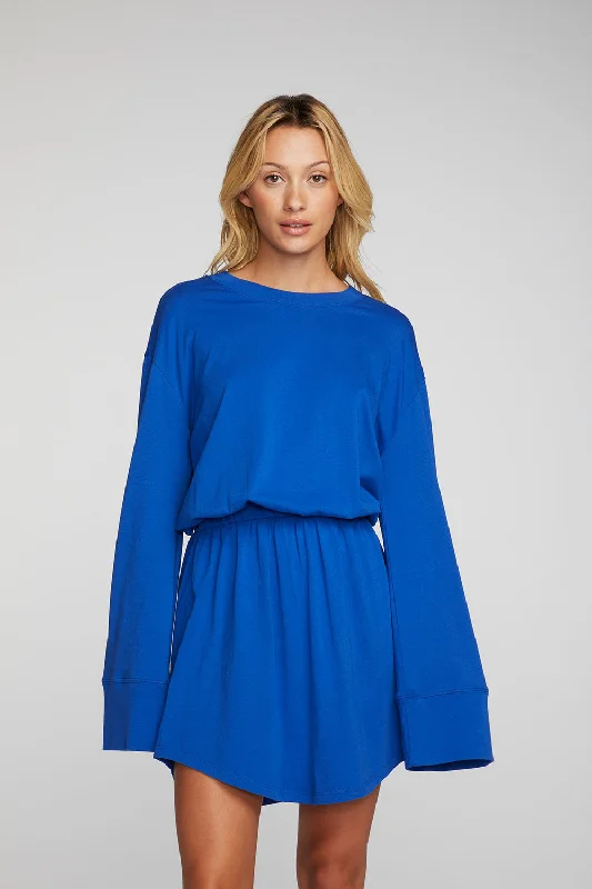 Cotton Jersey Mini Dress with Wide Sleeves