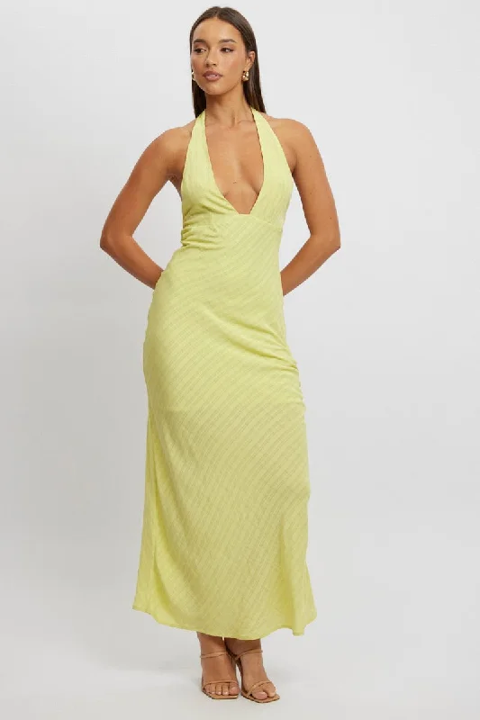 Green Halter Neck Maxi Dress