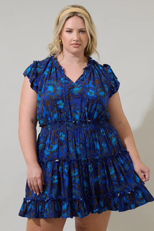 Bluford Floral Toledo Tiered Mini Dress Curve