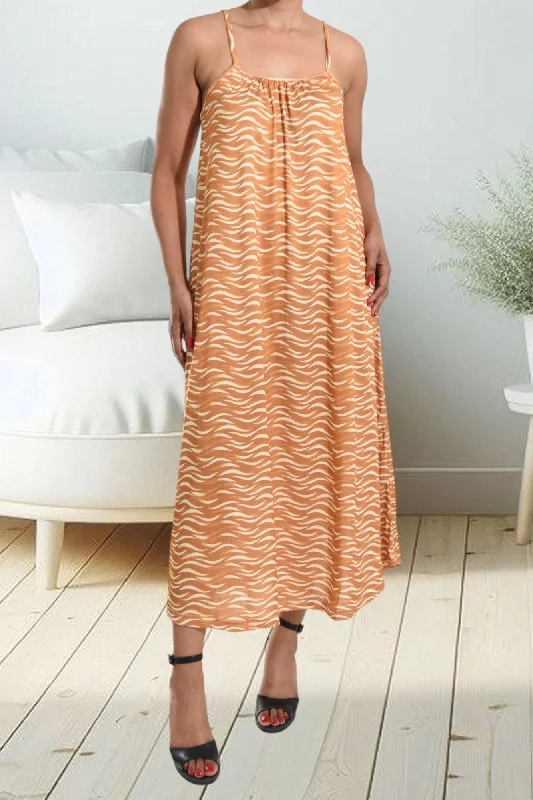 Tan Strappy Maxi Dress