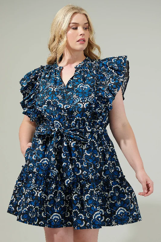 Etta Floral Ruffle Mini Dress Curve