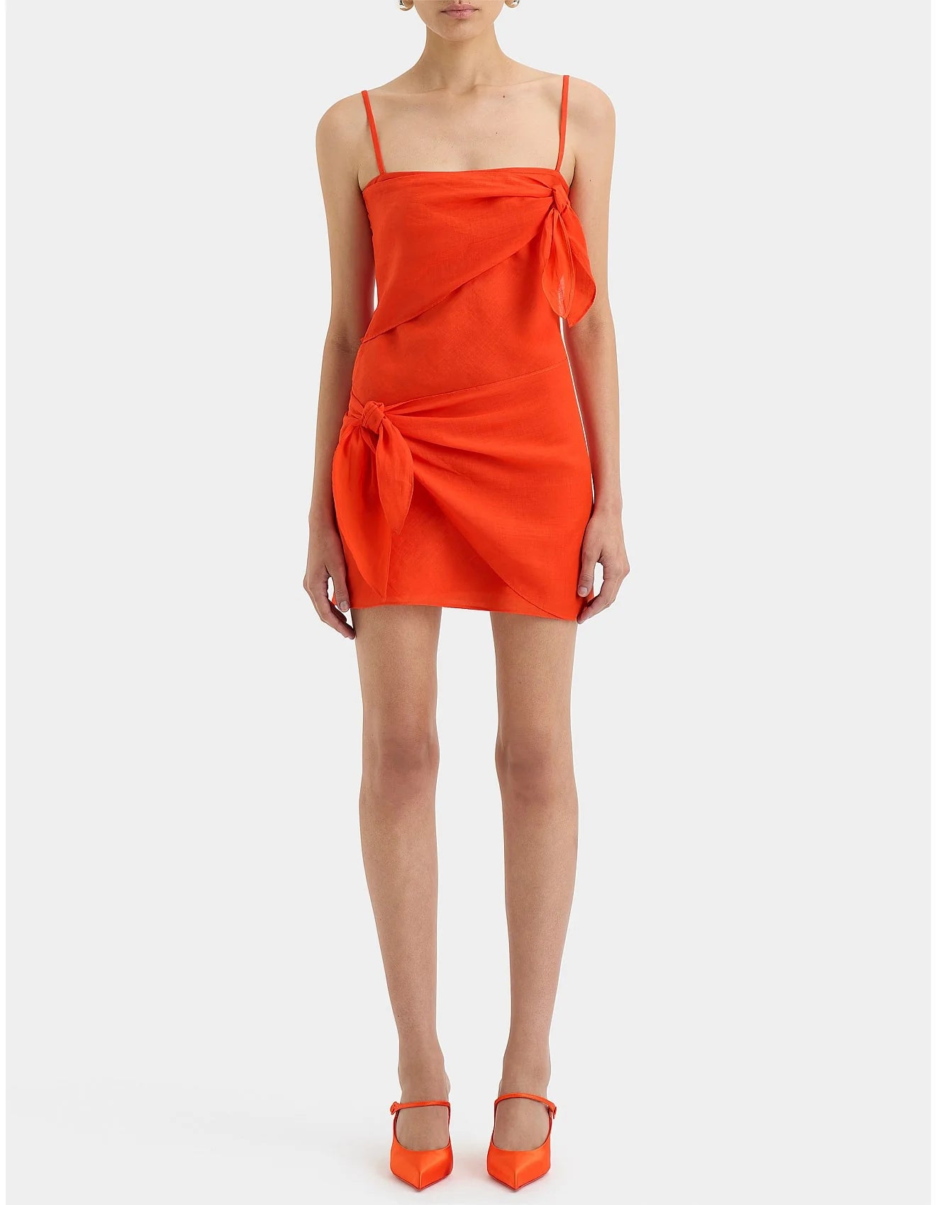 Rosalia Wrap Mini Dress - Tangerine