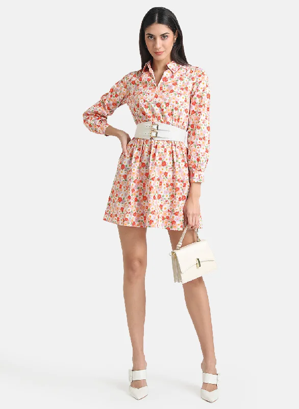 Smocked Poplin Shirt Dress