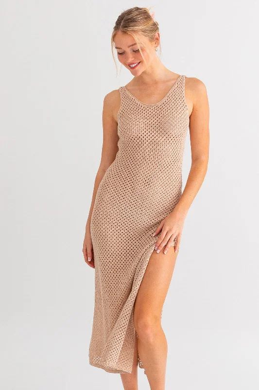 Open Weave Knit Maxi Dress