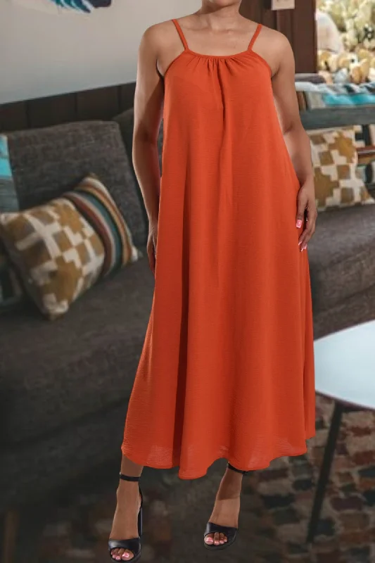 Rust Strappy Maxi Dress