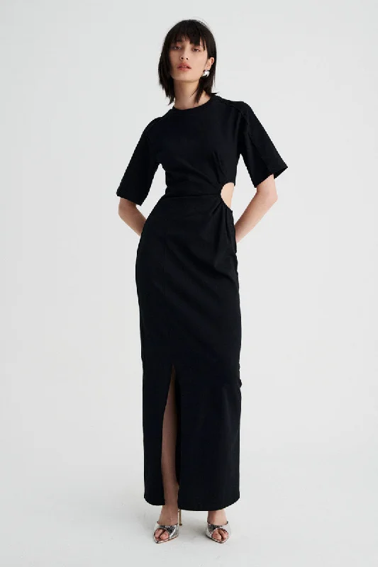 Barney Cut Out Maxi Dress - Black