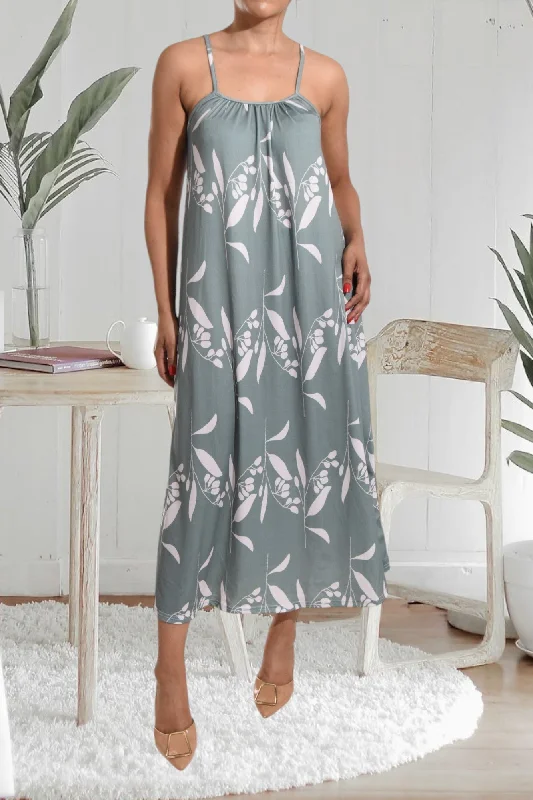 Sage Floral Strappy Maxi Dress