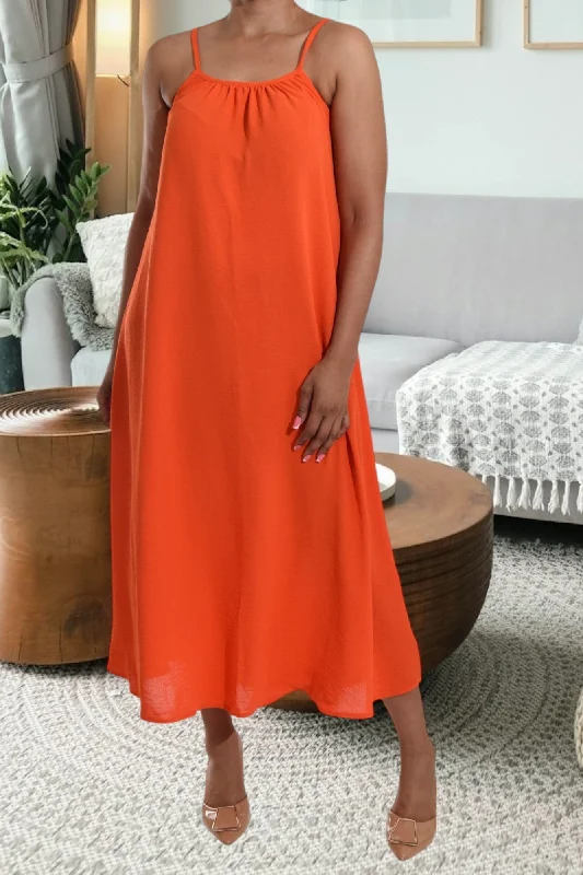 Dark Orange Strappy Maxi Dress