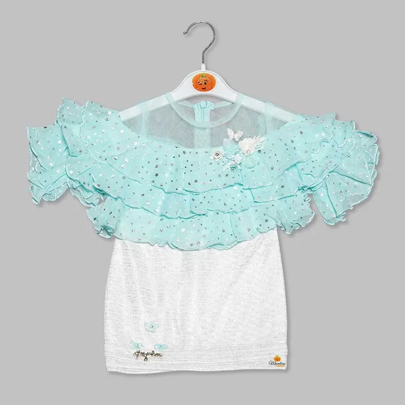 Blue Peach Ruffled Top Girls Midi