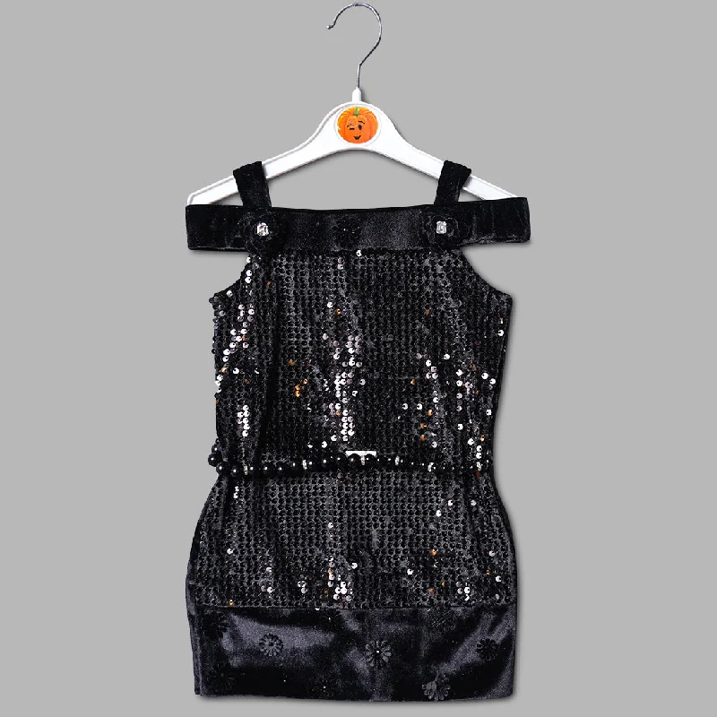 Black Peach Sequin Party Wear Girls Midi