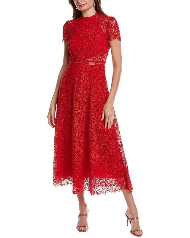 ML Monique Lhuillier Lace Midi Dress