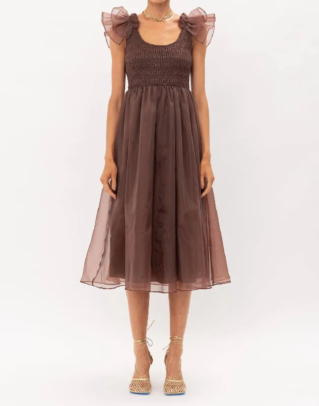 Aurora Midi Dress in Brown