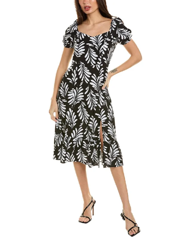 Ellen Tracy Sweetheart Linen-Blend Midi Dress