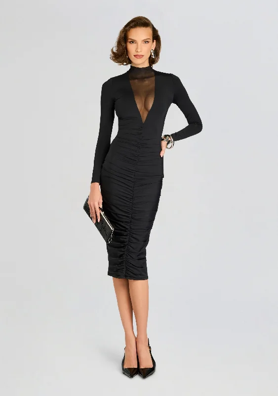 Priyanka Mesh V-Cut Midi Dress