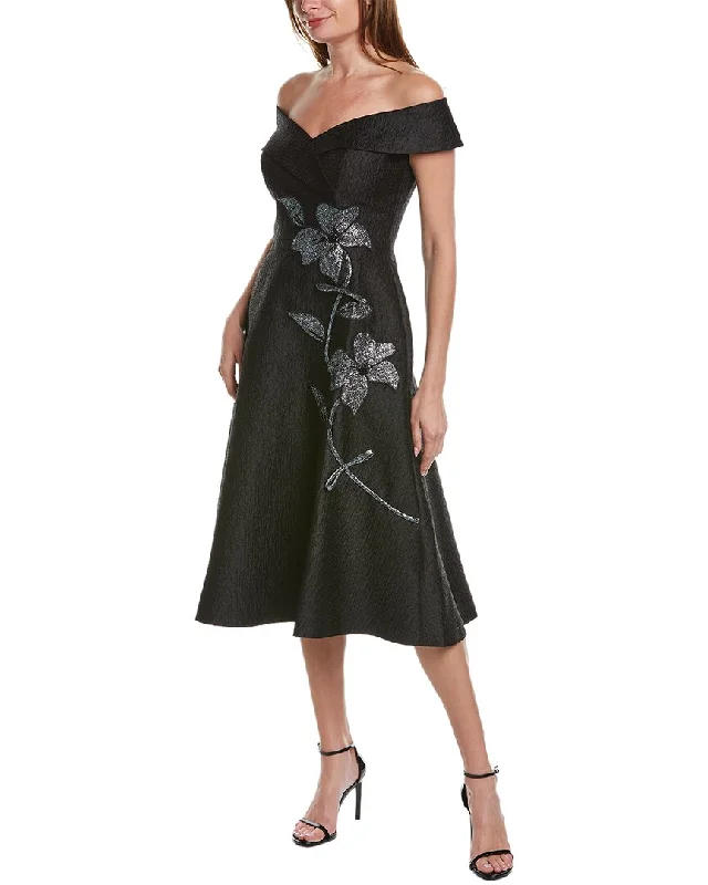 Teri Jon by Rickie Freeman Textured Midi Dress