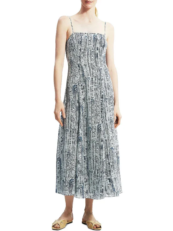 Womens Printed Midi Slip Dress