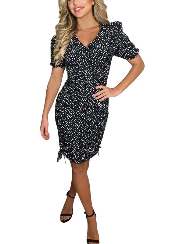 Womens Polka Dot Calf Midi Dress