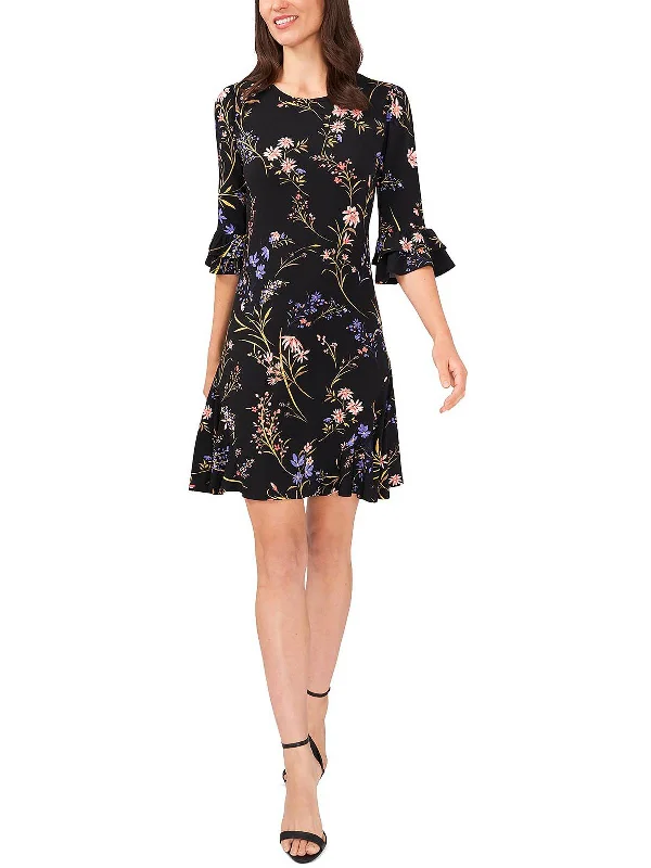 Womens Floral Print Midi Midi Dress