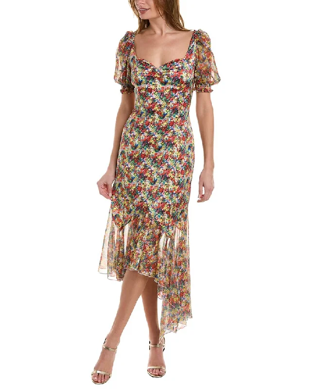 Marchesa Notte Floral Midi Dress