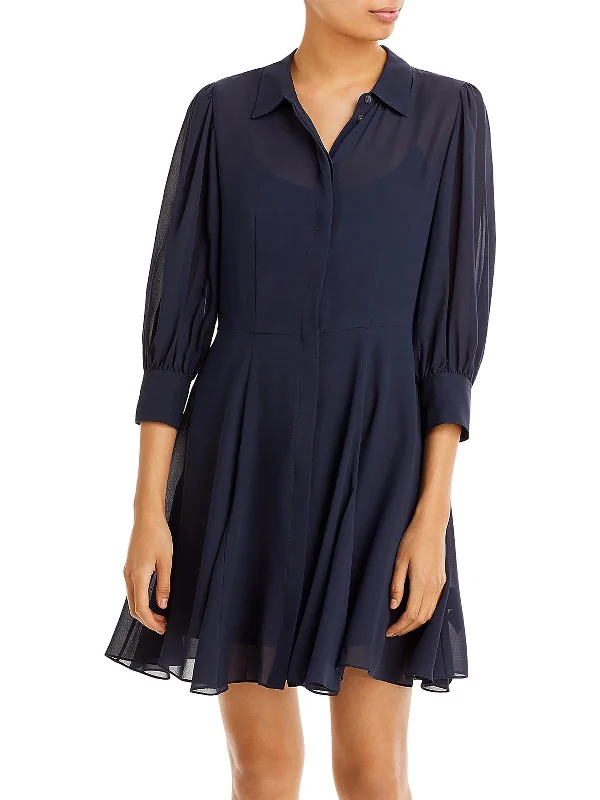 Womens Collared Midi Shirtdress