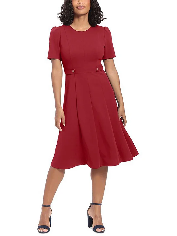 Plus Womens Cocktail Midi Fit & Flare Dress