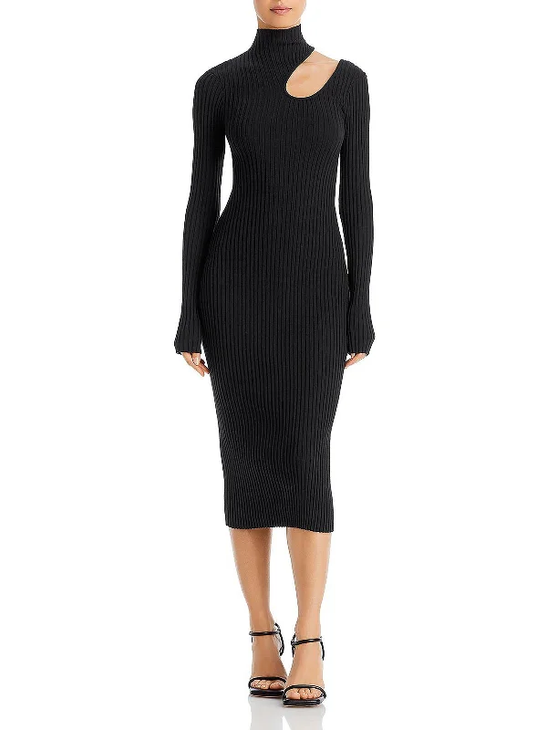 Victoria Womens Ribbed Midi Sweaterdress