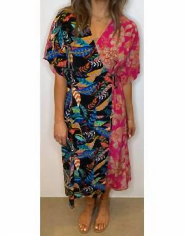 Petra Wrap Midi Dress In Multi