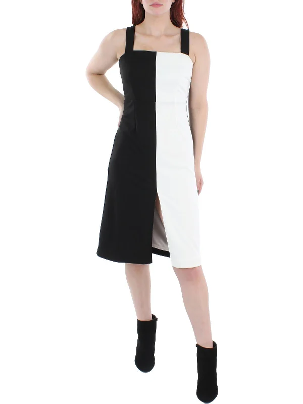 Womens Colorblock Knee-Length Midi Dress