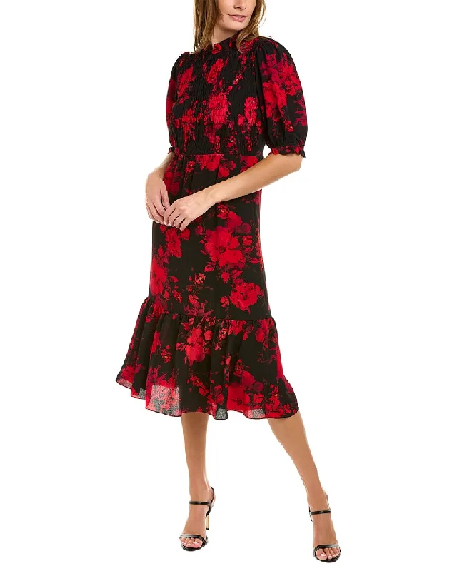 London Times Pebble Crepe Midi Dress