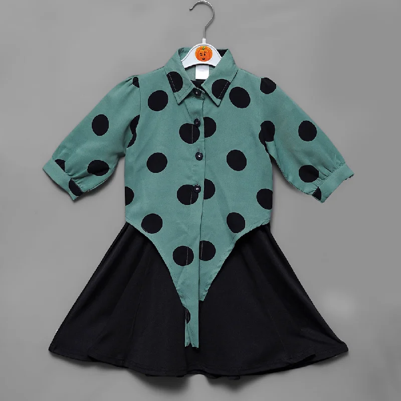 Solid Girls Midi With Polka Dots