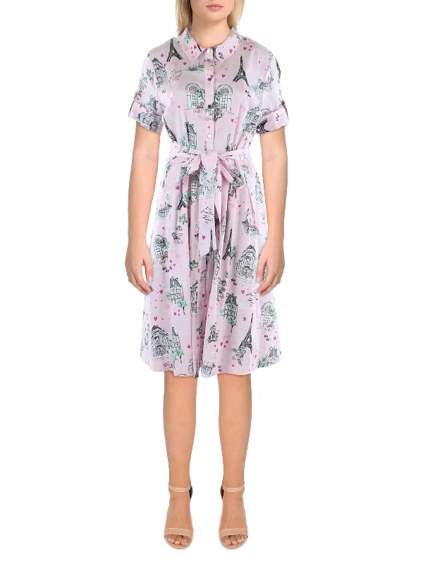 Womens Printed Midi Shirtdress