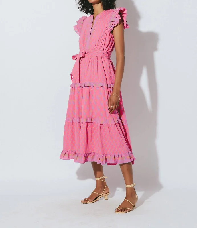 Kenzie Midi Dress in Hot Pink