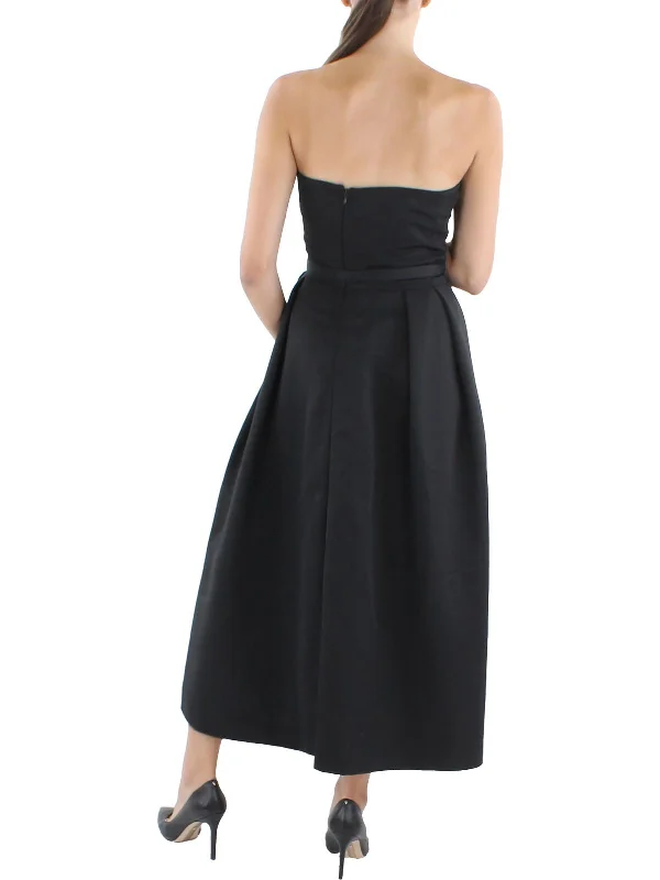 Womens Box Pleat Midi Cocktail and Party Dress