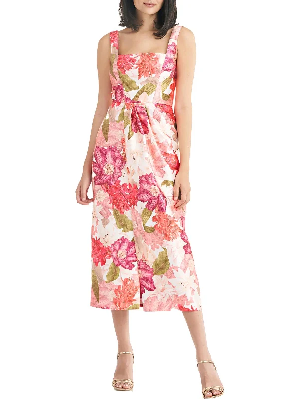 Frankie Womens Floral Calf Midi Dress