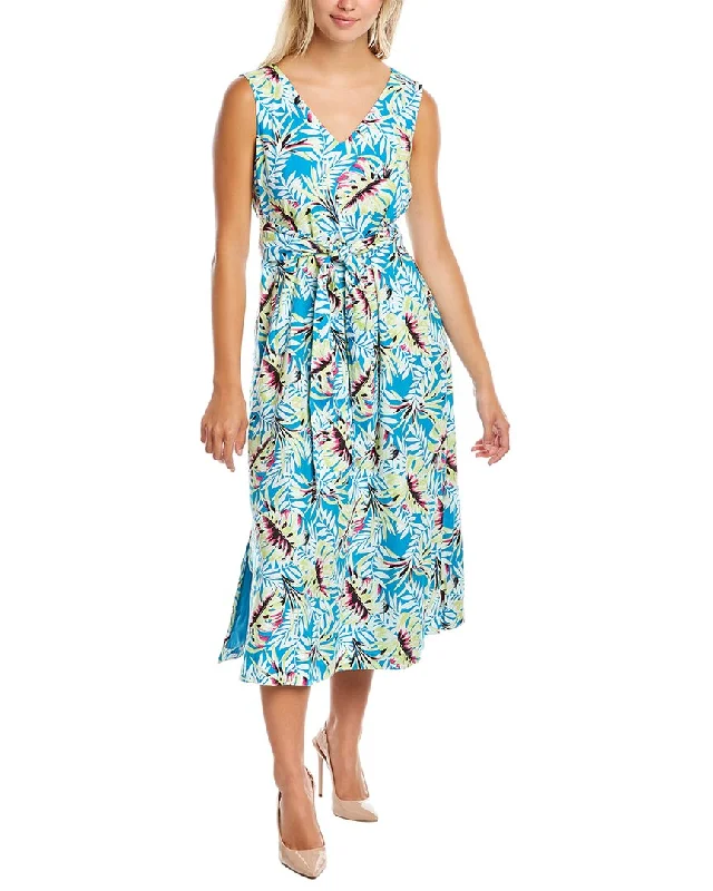 Anne Klein Tropical Linen-Blend Midi Dress