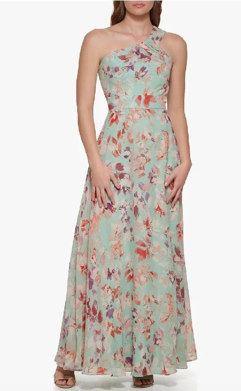 4 - eliza j green floral one shoulder gown