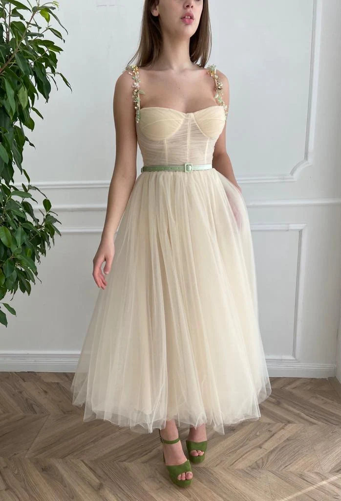 A-Line Tulle Gown Ivory Sun Dress